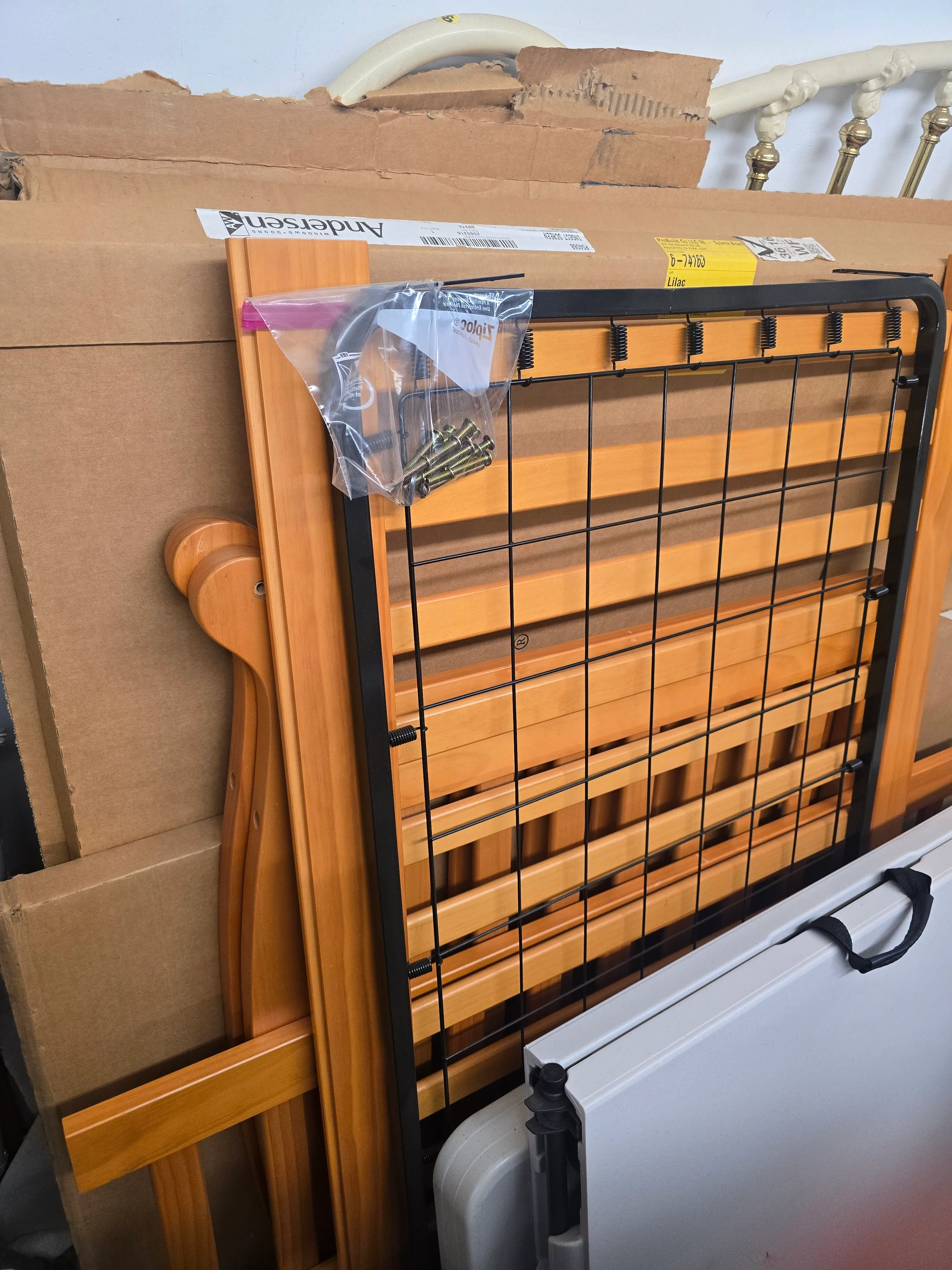 MDB Family 5501 Sleigh Style Baby Crib - Natural Wood Finish w/ Hardware